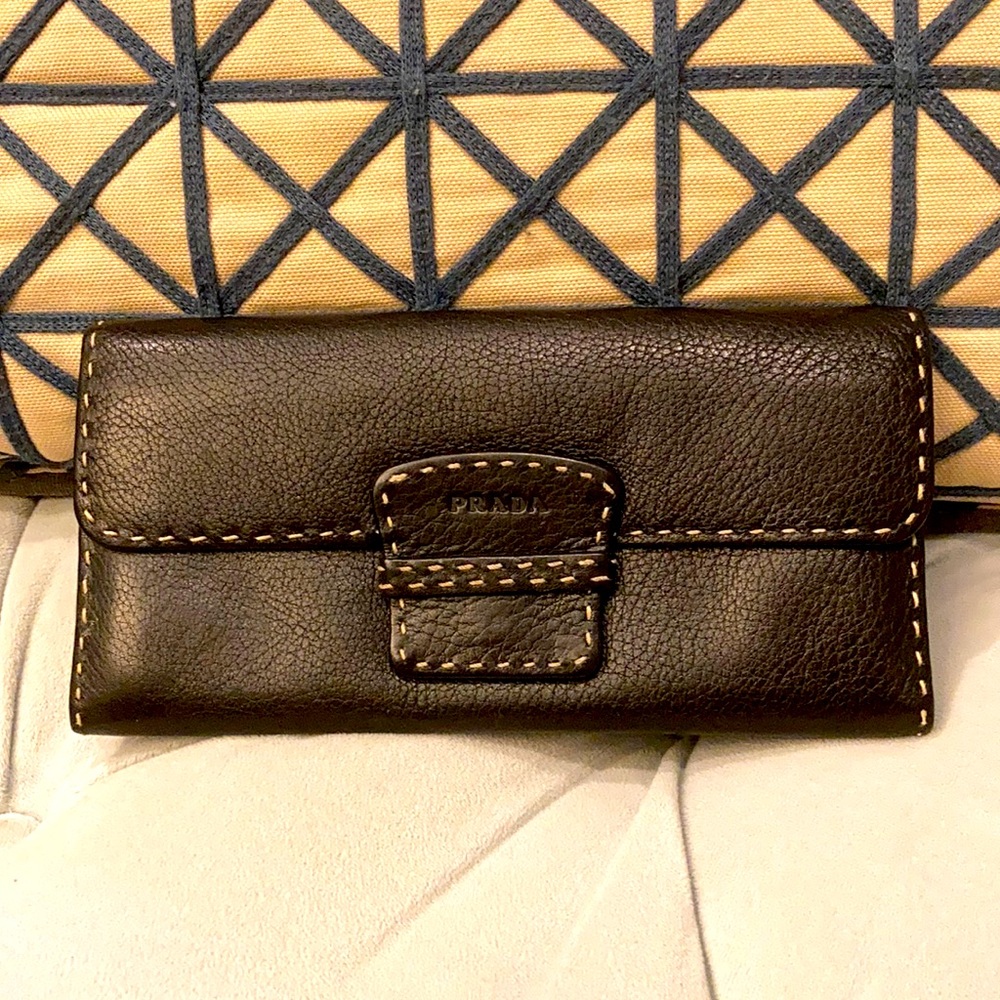 PRADA black wallet in buttery soft leather